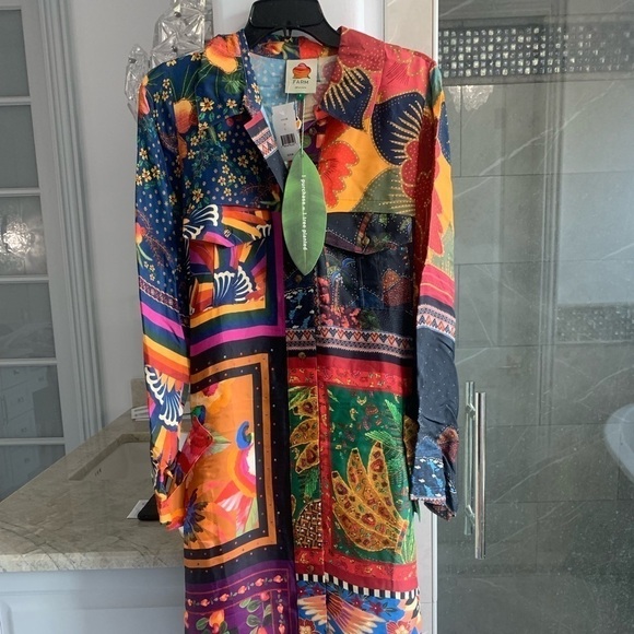 Farm Rio Mixed Scarves Shirtdress - Picture 12 of 12